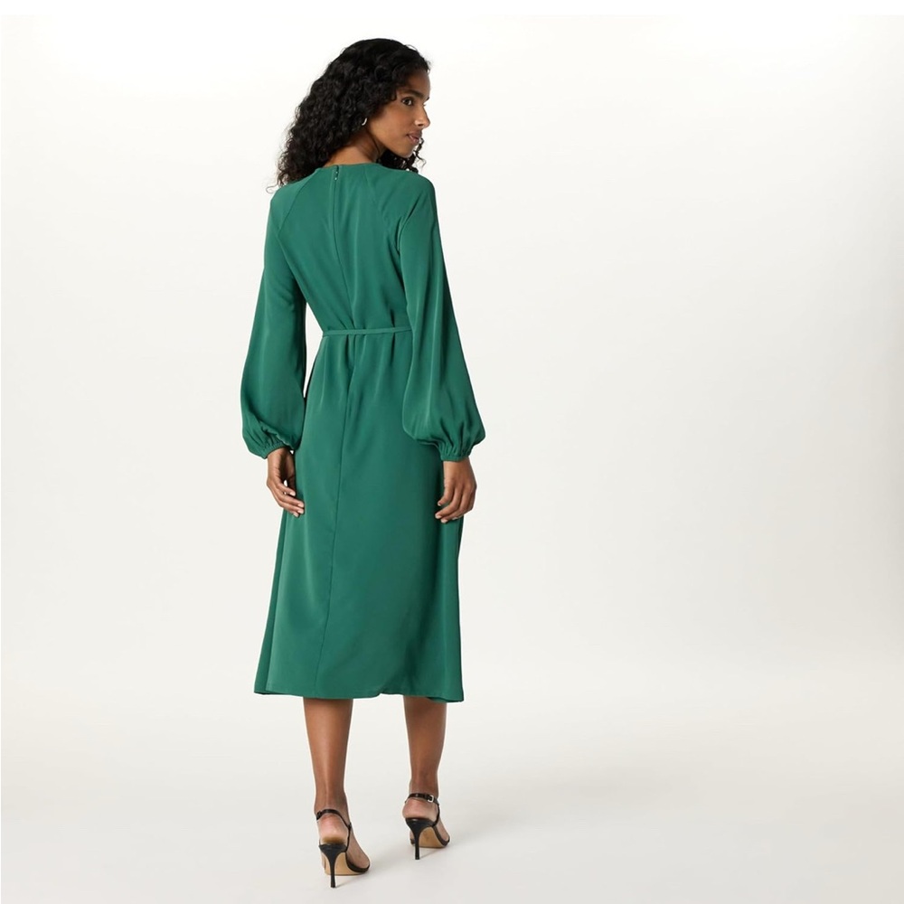 The Drop Women's Standard Dolman Balloon Sleeve Belted Midi Dress - Picture 3 of 11